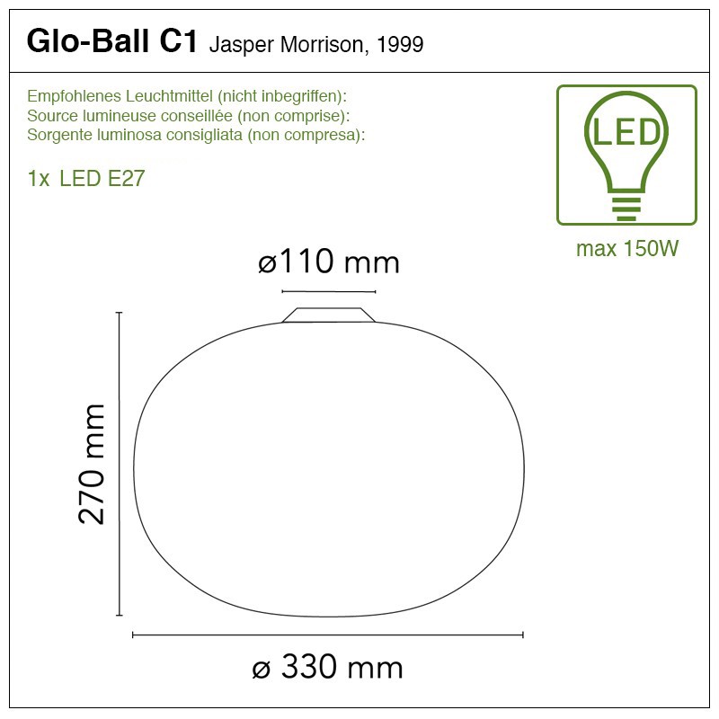 Glo-Ball C1 – Wand- und Deckenleuchte